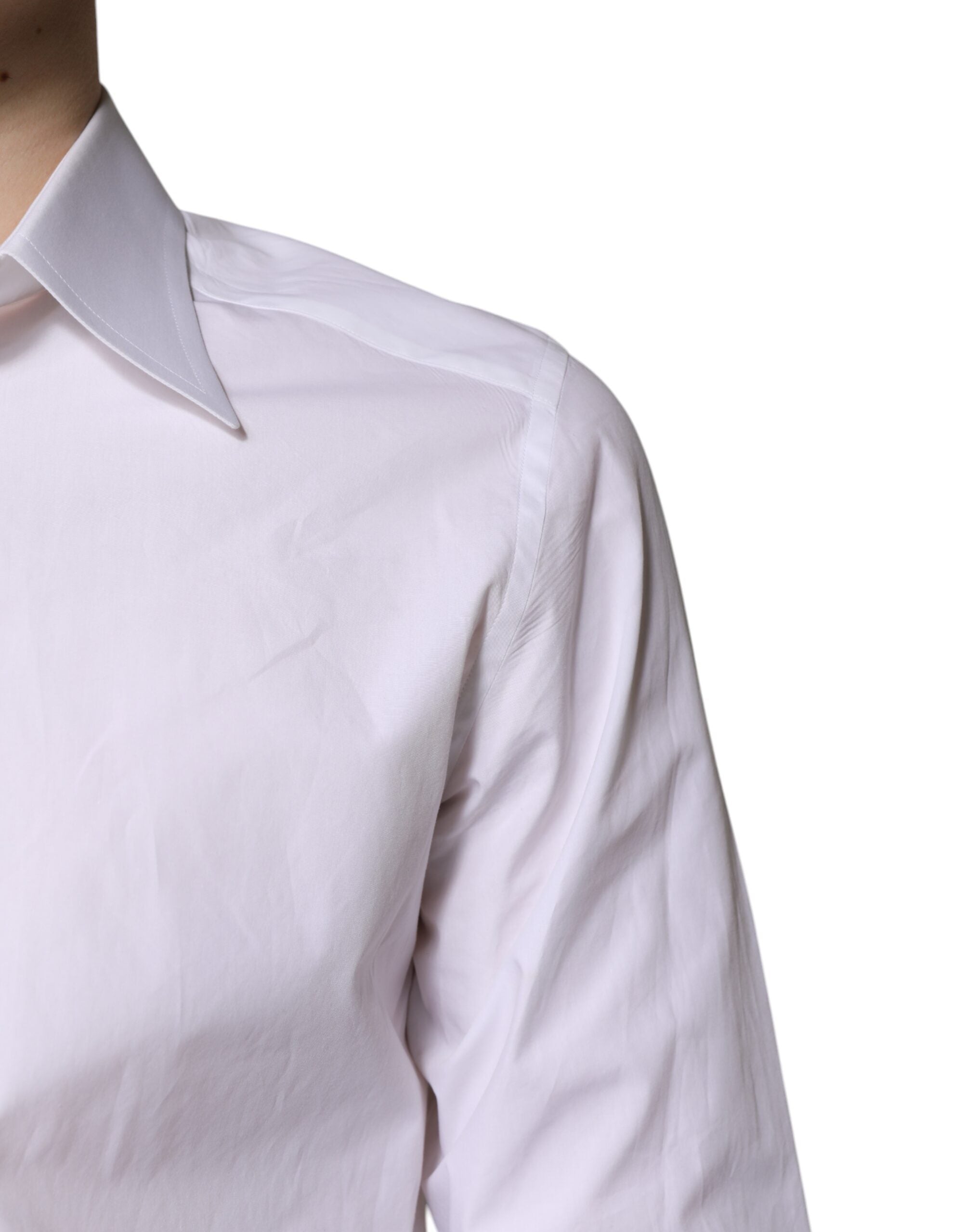 Dolce & Gabbana White Cotton Dress GOLD Formal Shirt